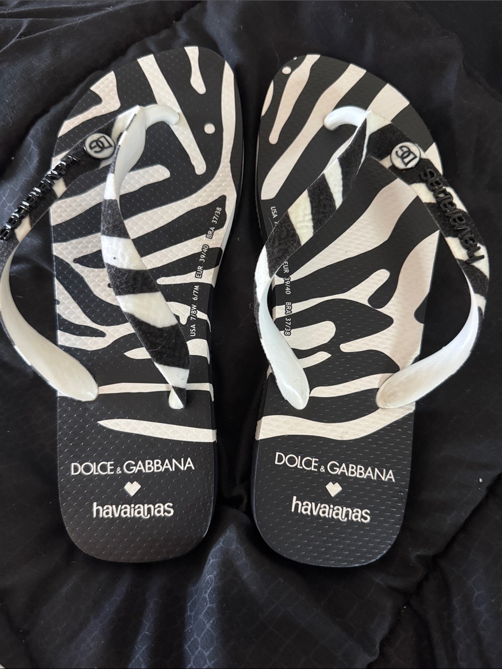 Dolce & Gabbana x Havaianas limited edition Zebra Print Flip Flops 7/8 worn once